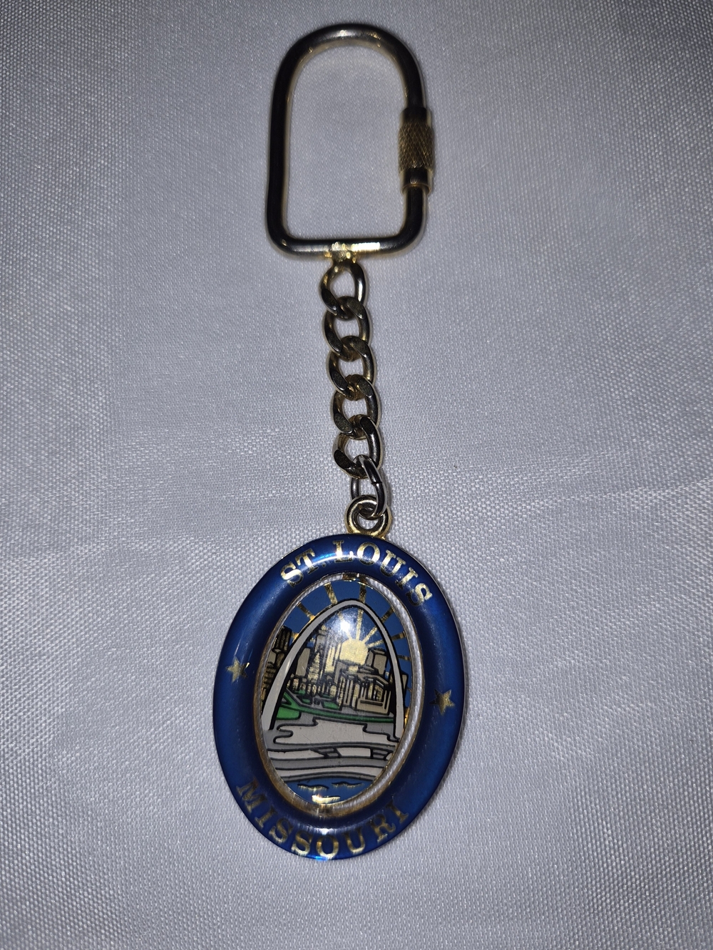 St. Louis Missouri Blue Oval Souvenir Keychain